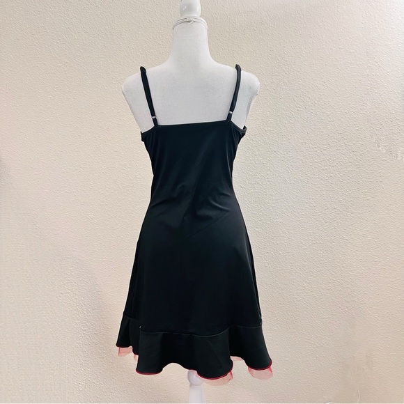 Black & Red Lace Bustier Bow High Low Gothic Cami Tank Dress - Picture 3 of 12